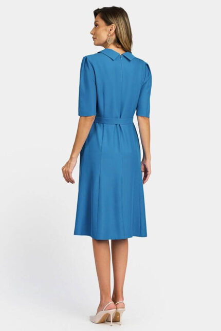rochie albastra office cu nasturi