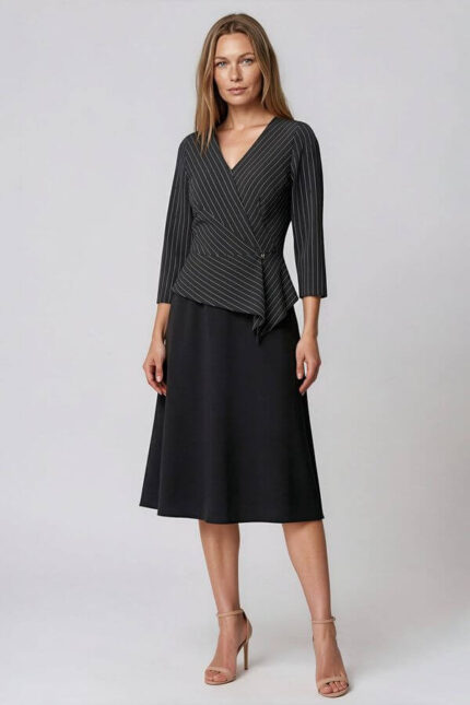 rochie neagra midi in clos cu top